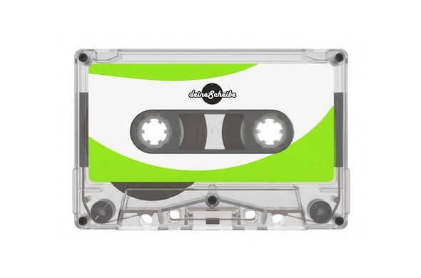 Kassette / Tape mit transparenter MC-Box, J-Card 1-seitig (Standard)