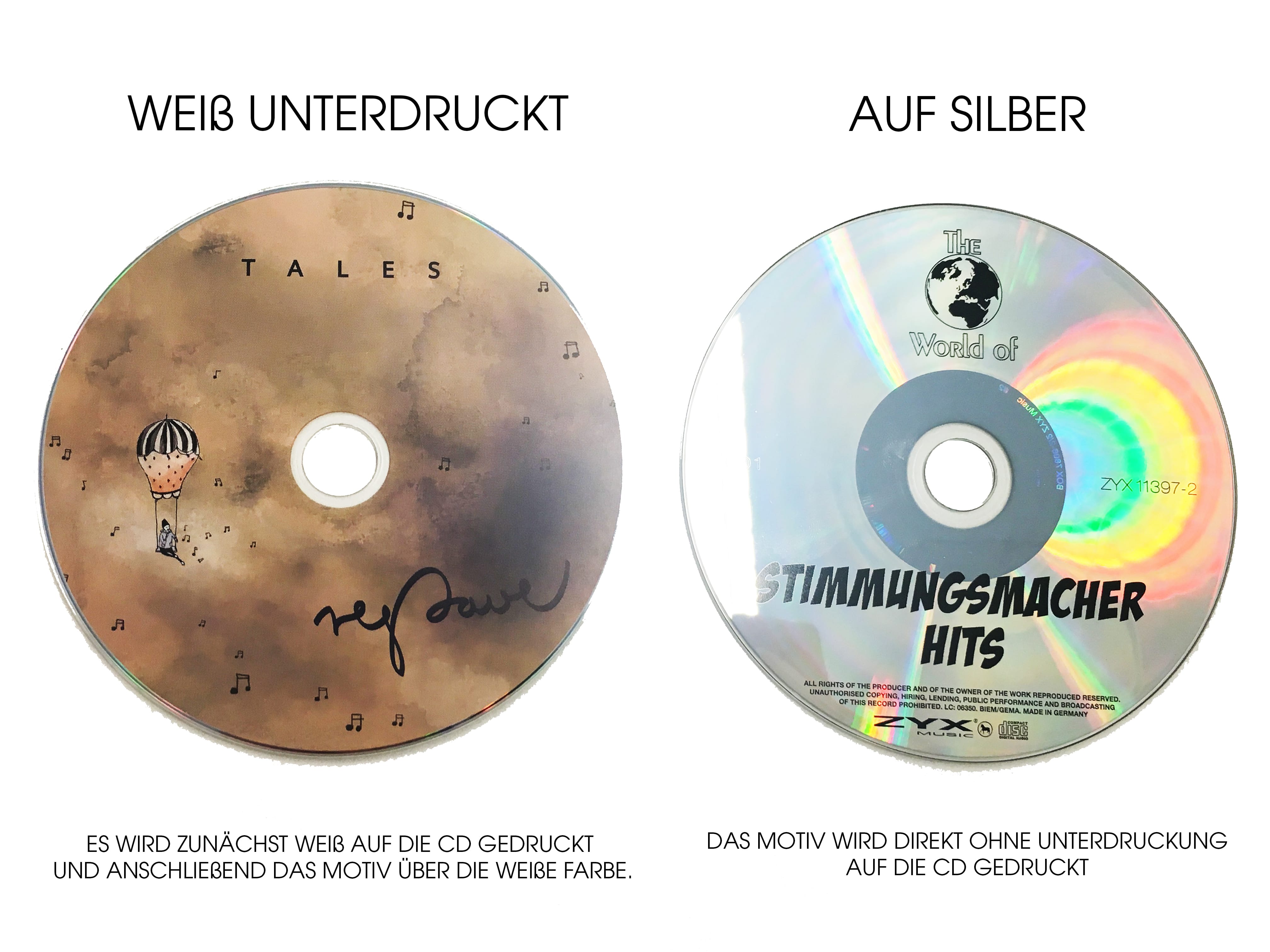 Weiß Unterdruckte CD und mit silberner Oberfläche