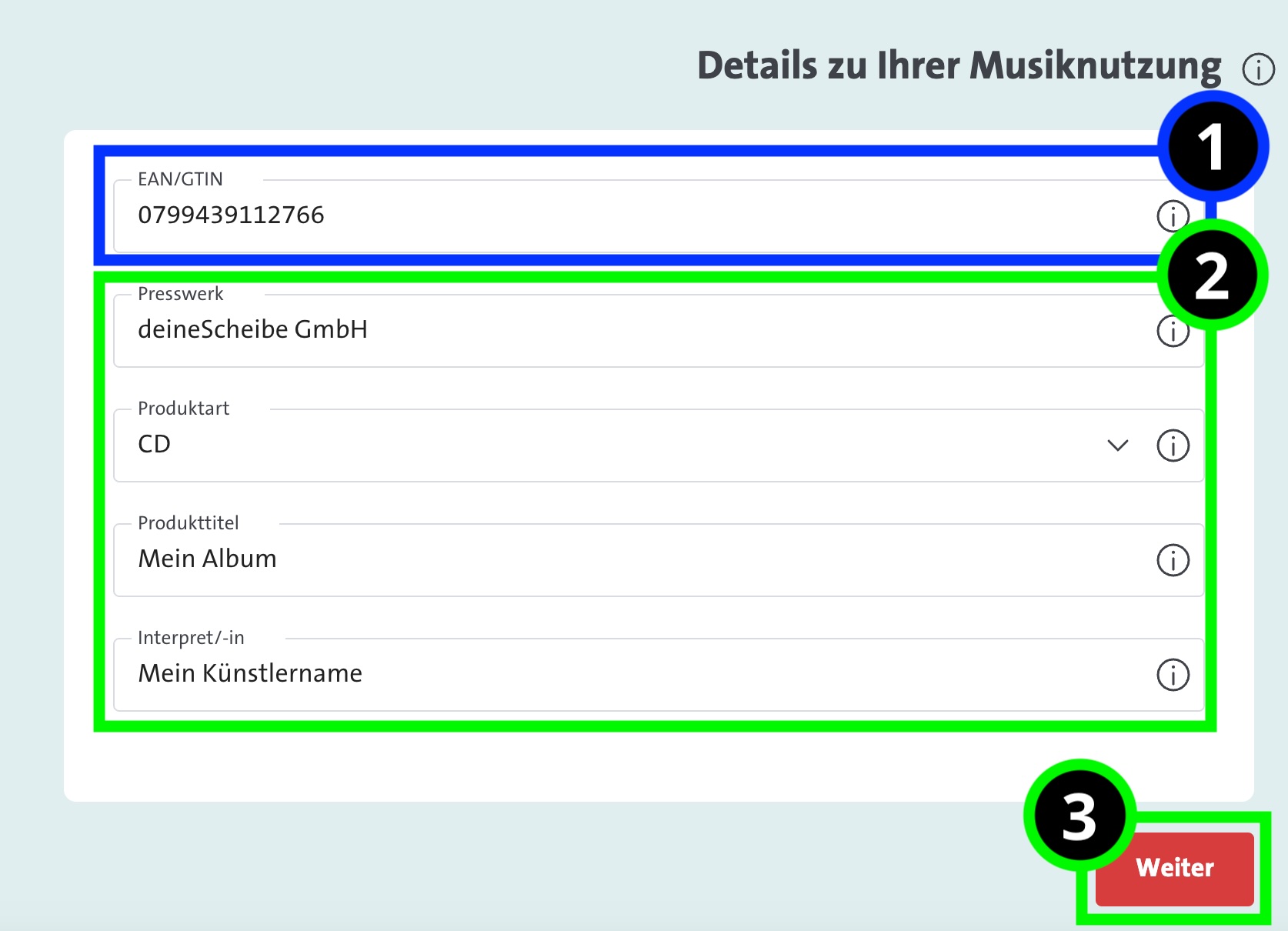 Details zur Musiknutzung - GEMA 2025 Anmeldung